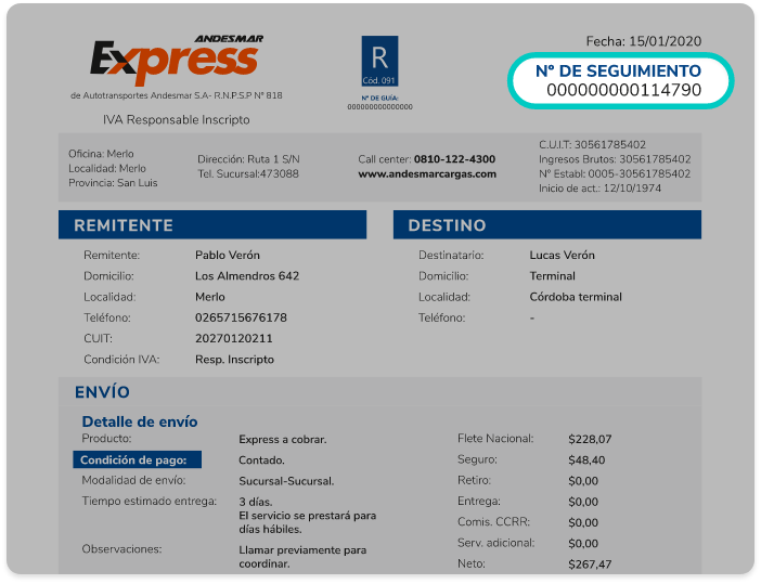 Remito de Guía de Seguimiento