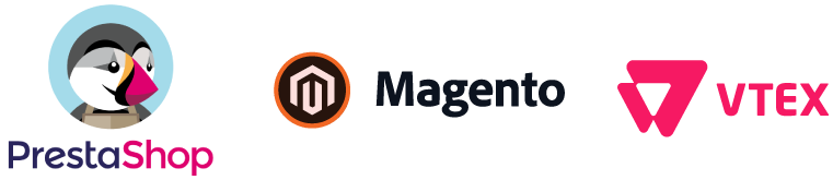 Logo de Magento, Prestashop y VTEX